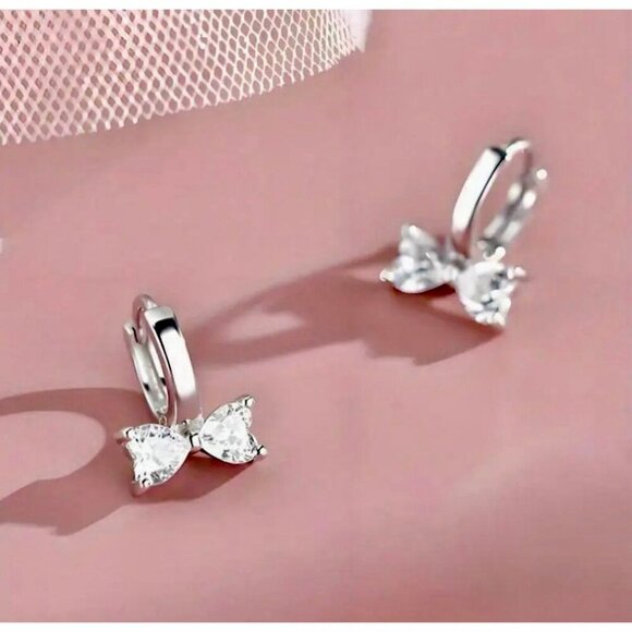 Sterling Silver Bow Earrings - Picture 4 of 4